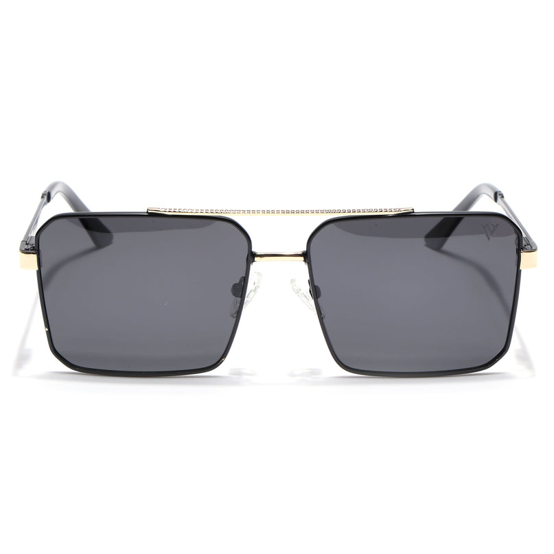 Wayfarer Polarized Sunglasses (Black Lens | Black & Golden Frame - PMG5308)