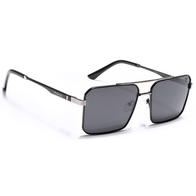 Wayfarer Polarized Sunglasses (Black Lens | Black & Silver Frame - PMG5310)