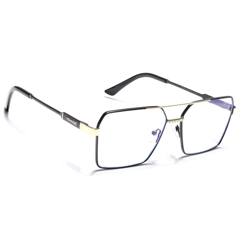 Voyage Exclusive Black & Golden Wayfarer Eyeglasses for Men & Women - MG5329-C1
