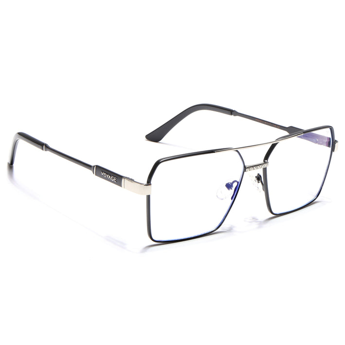 Voyage Exclusive Black & Silver Wayfarer Eyeglasses for Men & Women - MG5331-C3