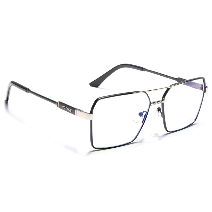 Voyage Exclusive Black & Silver Wayfarer Eyeglasses for Men & Women - MG5331-C3