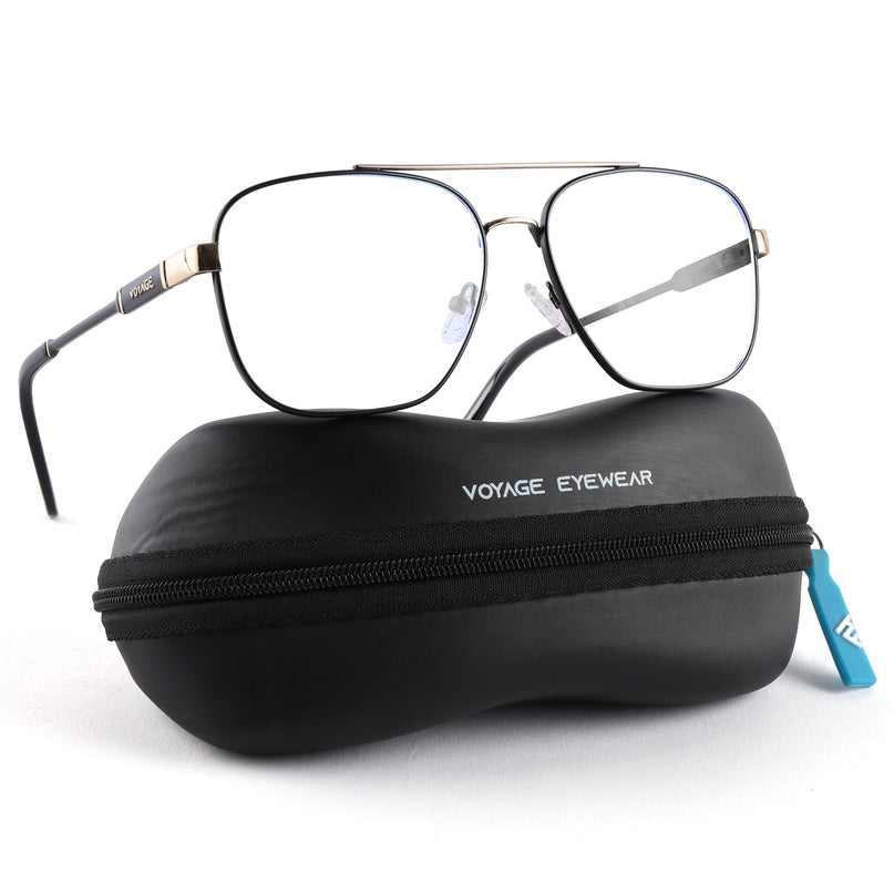 Voyage Exclusive Black & Golden Wayfarer Eyeglasses for Men & Women - MG5332-C1