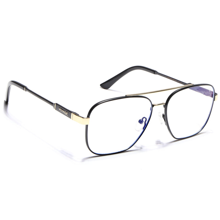 Voyage Exclusive Black & Golden Wayfarer Eyeglasses for Men & Women - MG5332-C1