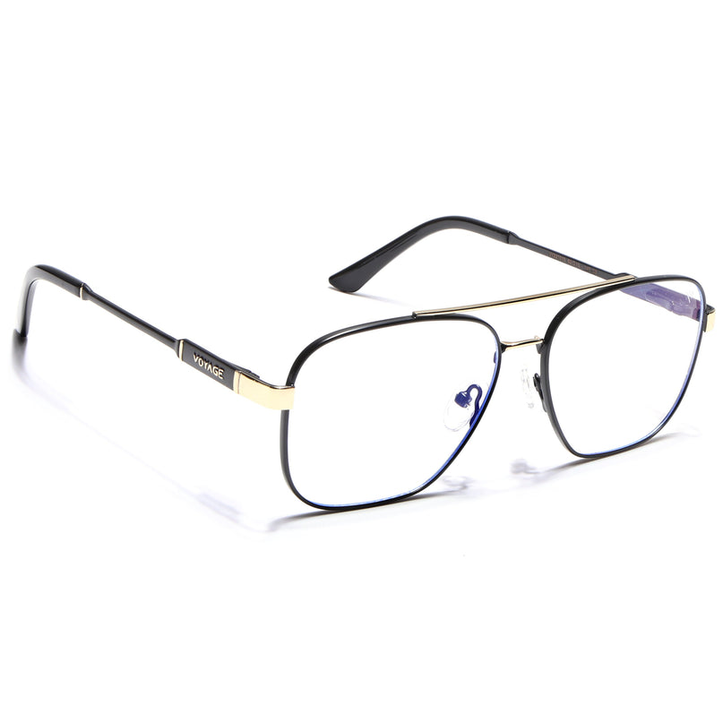 Voyage Exclusive Black & Golden Wayfarer Eyeglasses for Men & Women - MG5332-C1