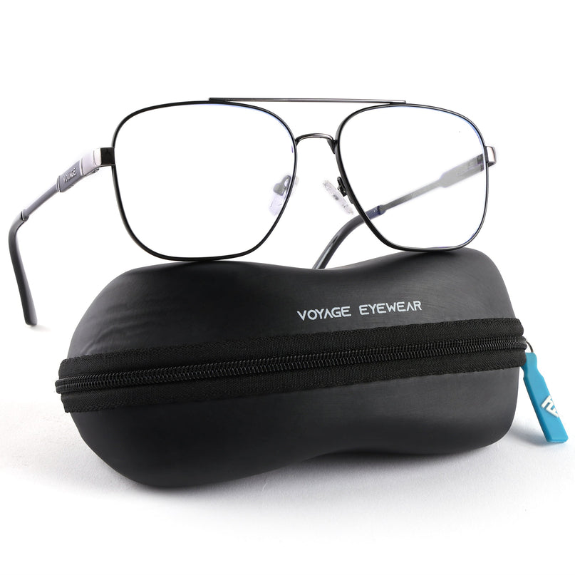 Voyage Exclusive Black & Grey Wayfarer Eyeglasses for Men & Women - MG5333-C2