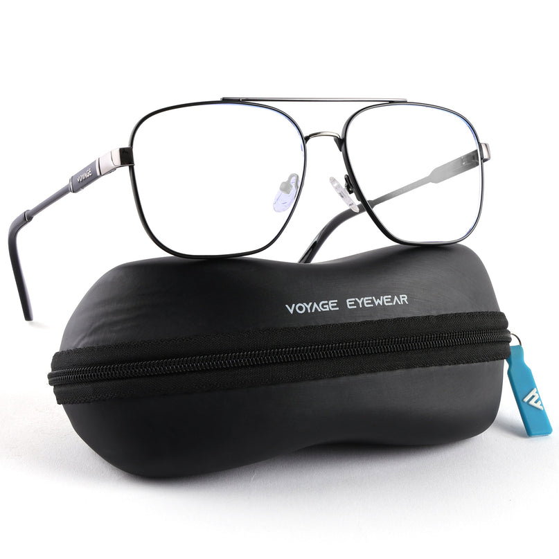 Voyage Exclusive Black & Silver Wayfarer Eyeglasses for Men & Women - MG5334-C3