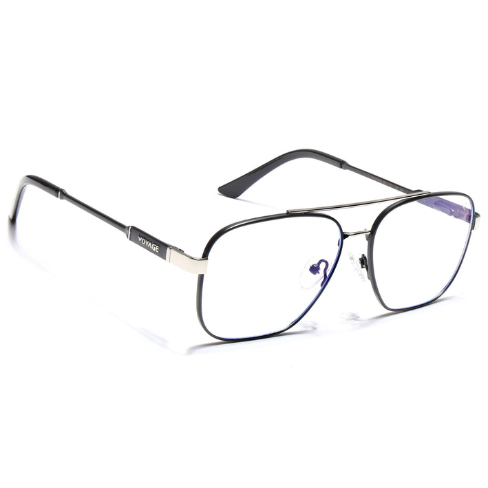 Voyage Exclusive Black & Silver Wayfarer Eyeglasses for Men & Women - MG5334-C3