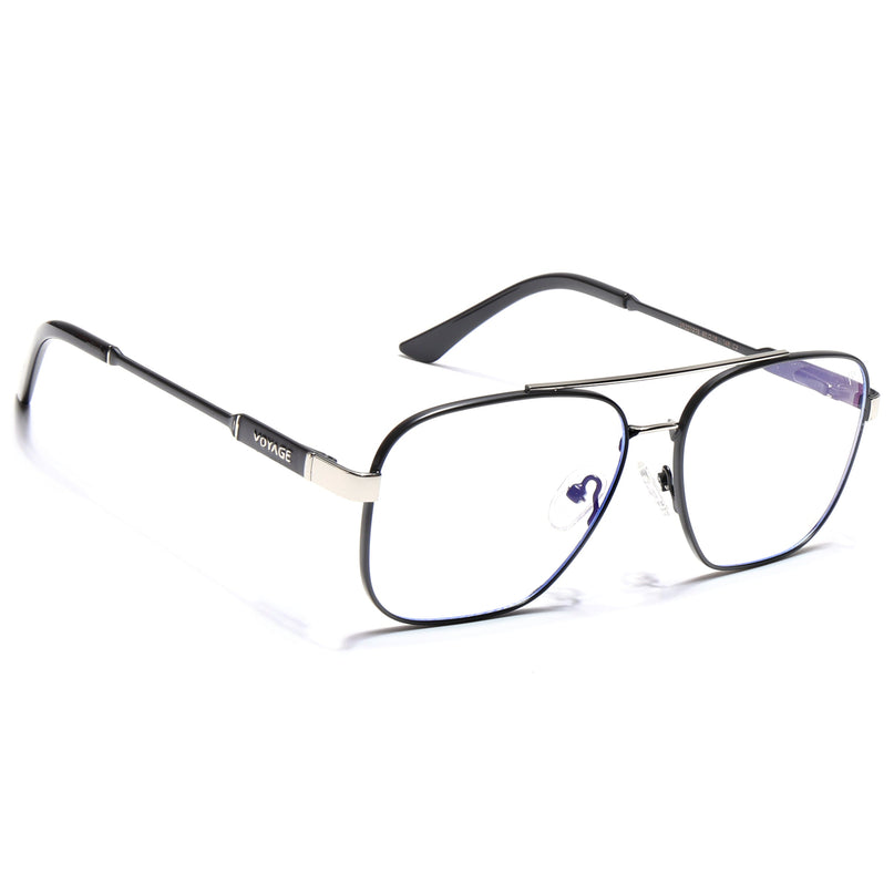 Voyage Exclusive Black & Silver Wayfarer Eyeglasses for Men & Women - MG5334-C3