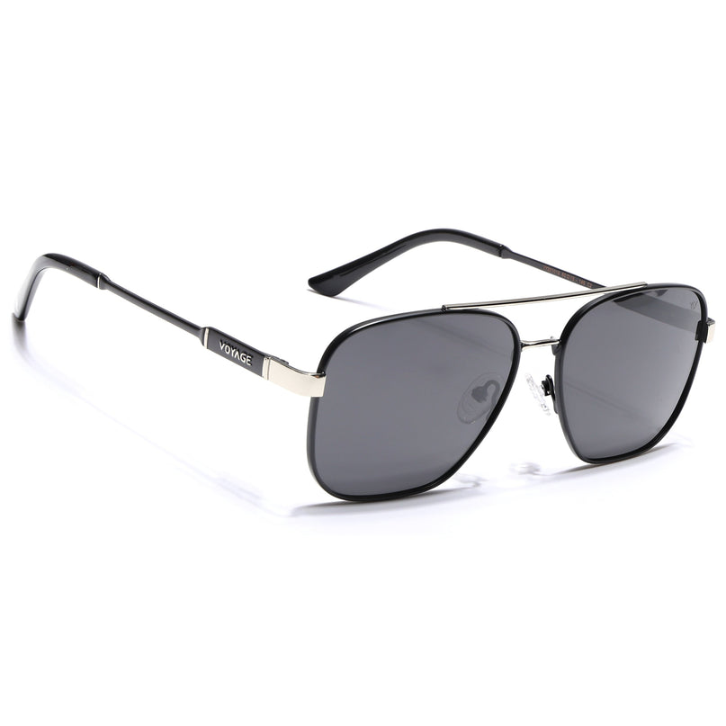 Wayfarer Polarized Sunglasses (Black Lens | Black & Silver Frame - PMG5316)