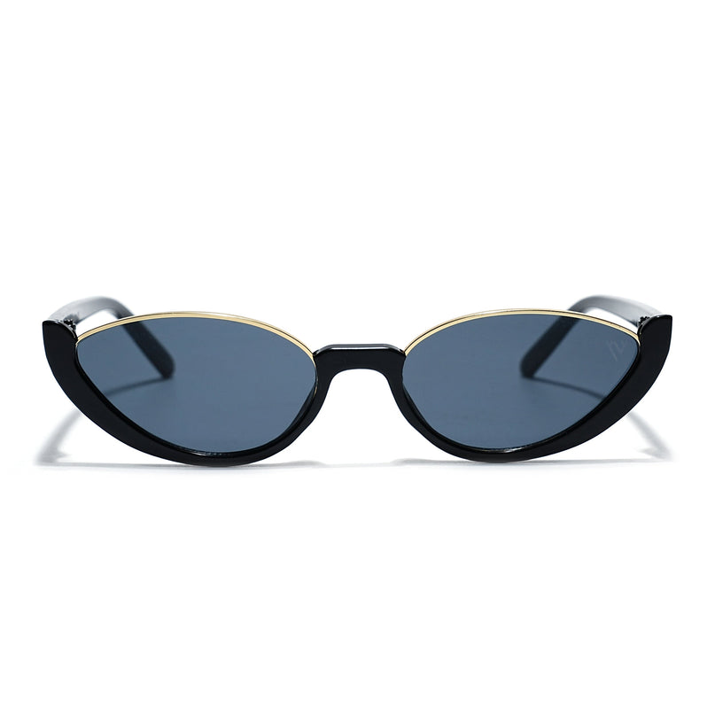 Cateye Sunglasses Grey Lens | Black & Golden Frame - MG7754