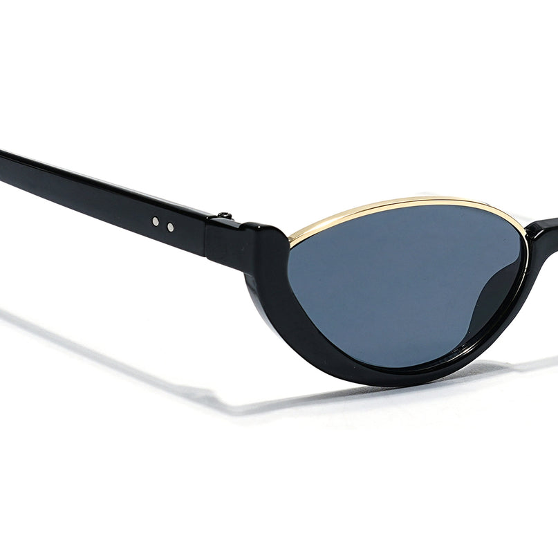 Cateye Sunglasses Grey Lens | Black & Golden Frame - MG7754