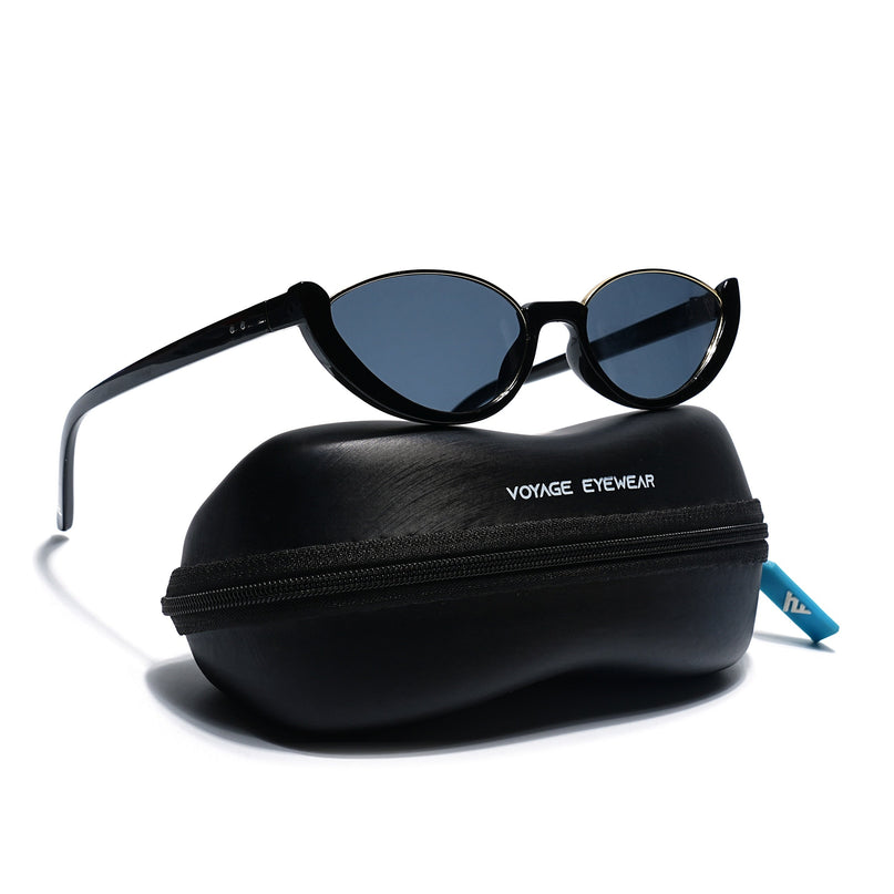 Cateye Sunglasses Grey Lens | Black & Golden Frame - MG7754