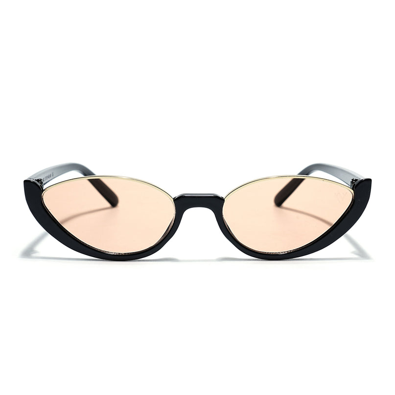 Cateye Sunglasses Light Brown Lens | Black & Golden Frame - MG7755