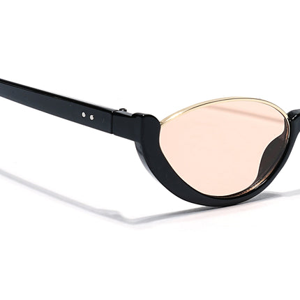Cateye Sunglasses Light Brown Lens | Black & Golden Frame - MG7755