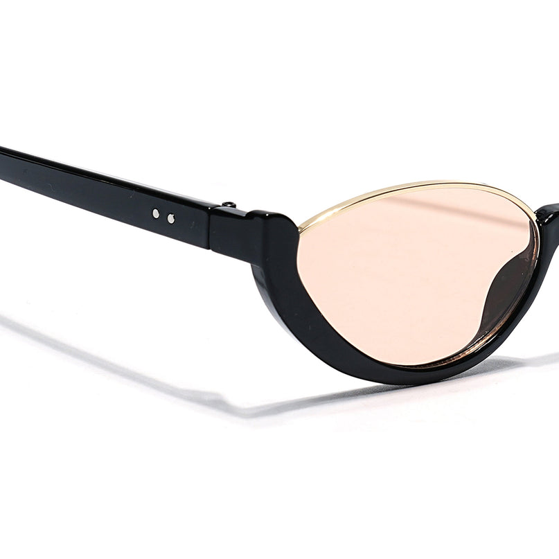 Cateye Sunglasses Light Brown Lens | Black & Golden Frame - MG7755