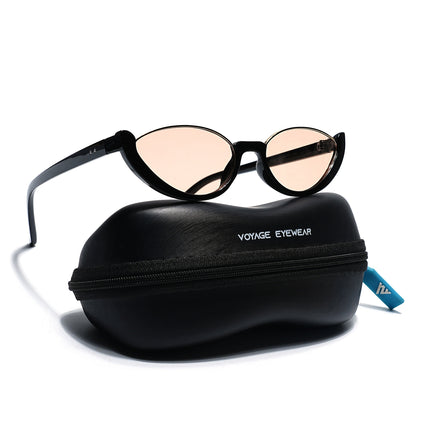Cateye Sunglasses Light Brown Lens | Black & Golden Frame - MG7755