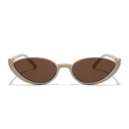 Cateye Sunglasses Brown Lens | Cream & Golden Frame - MG7756