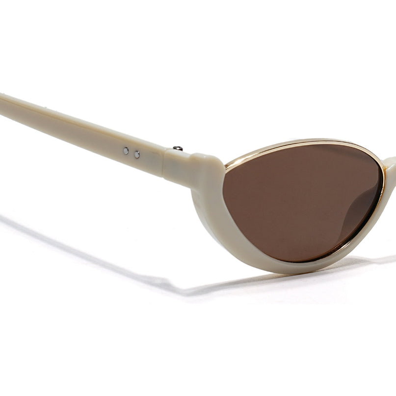 Cateye Sunglasses Brown Lens | Cream & Golden Frame - MG7756