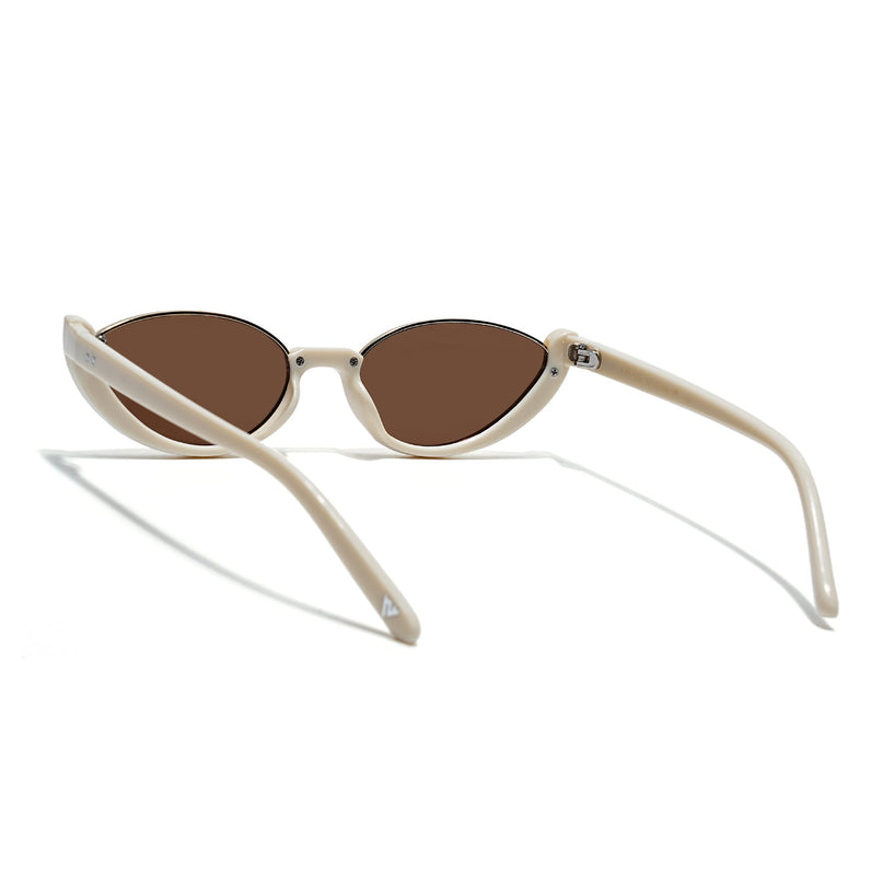 Cateye Sunglasses Brown Lens | Cream & Golden Frame - MG7756