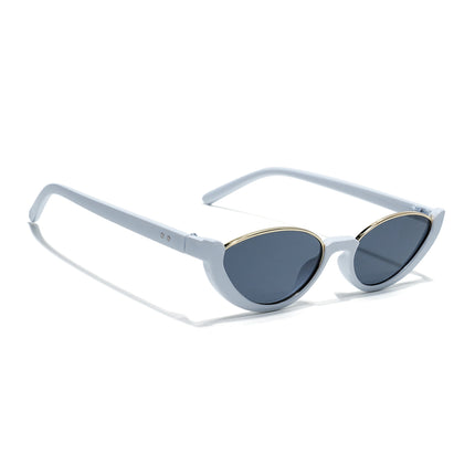 Cateye Sunglasses Black Lens | White & Golden Frame - MG7757