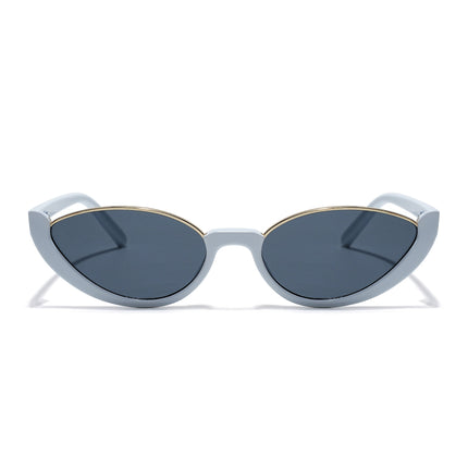 Cateye Sunglasses Black Lens | White & Golden Frame - MG7757