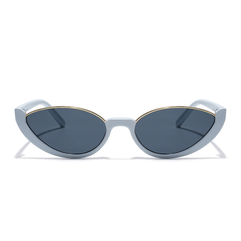 Cateye Sunglasses Black Lens | White & Golden Frame - MG7757