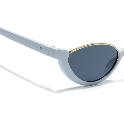 Cateye Sunglasses Black Lens | White & Golden Frame - MG7757