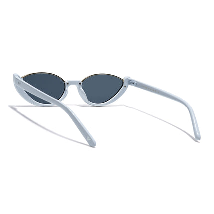 Cateye Sunglasses Black Lens | White & Golden Frame - MG7757