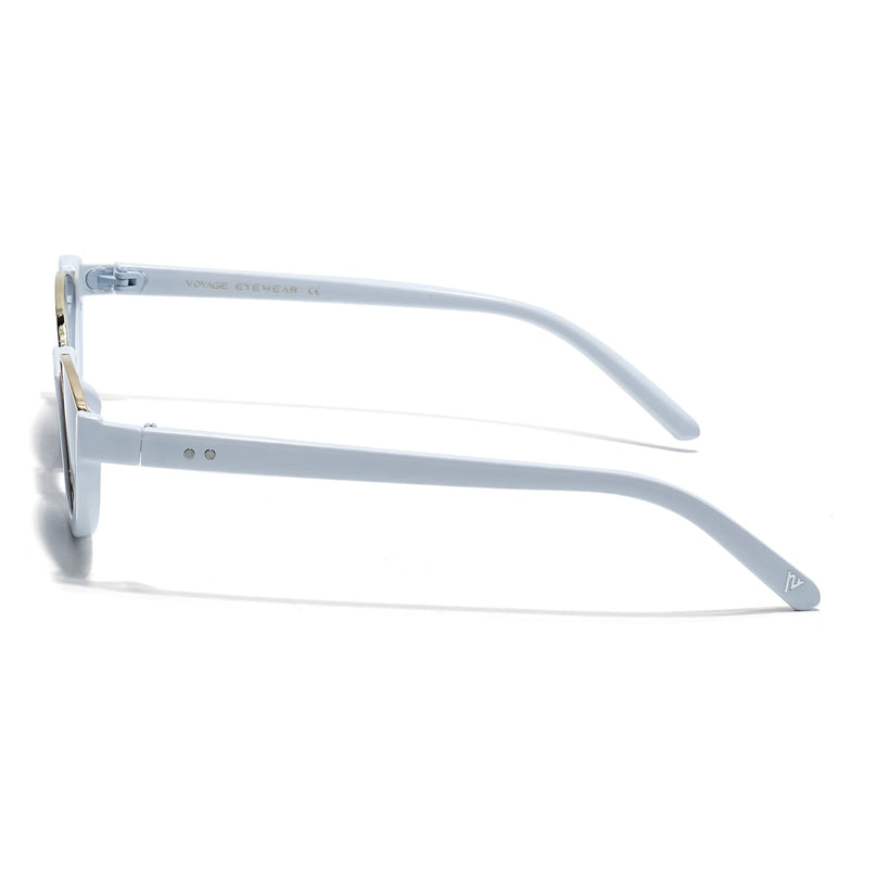 Cateye Sunglasses Black Lens | White & Golden Frame - MG7757