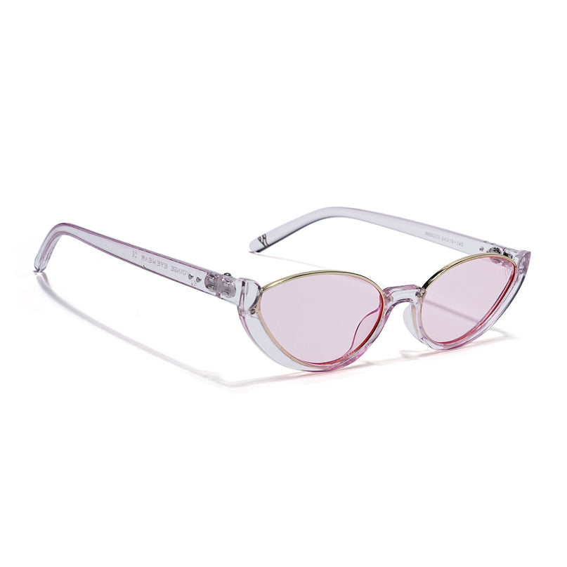 Cateye Sunglasses Pink Lens | Transparent Pink & Golden Frame - MG7758