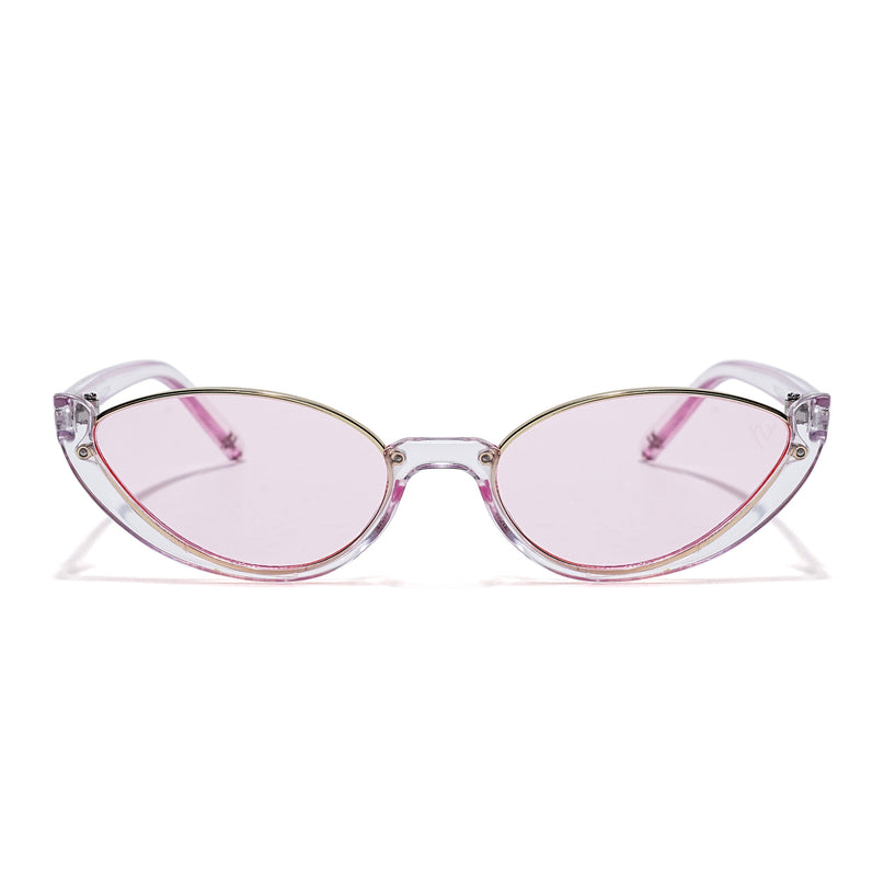 Cateye Sunglasses Pink Lens | Transparent Pink & Golden Frame - MG7758