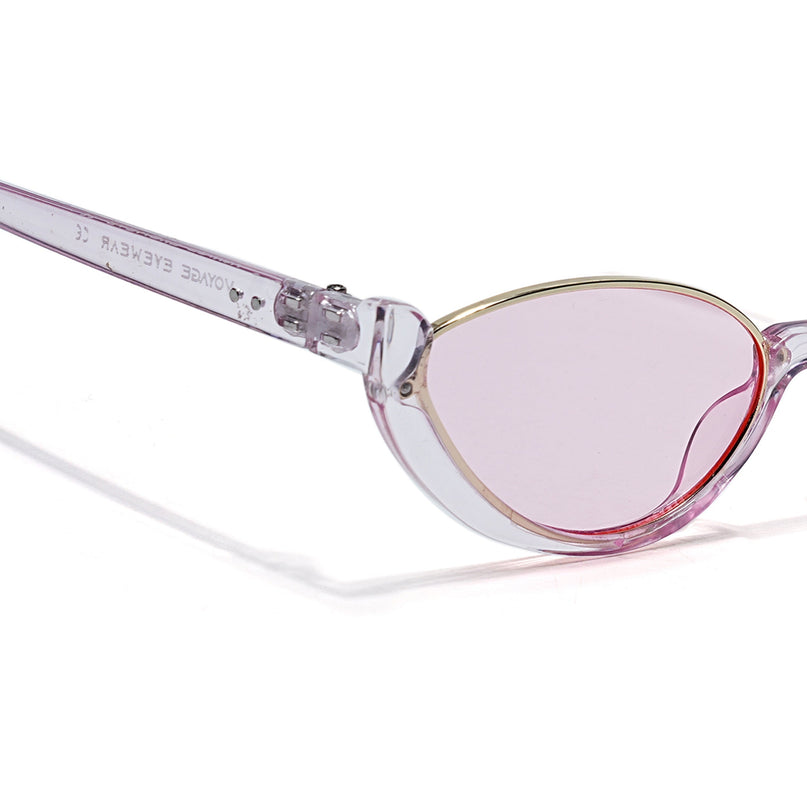 Cateye Sunglasses Pink Lens | Transparent Pink & Golden Frame - MG7758