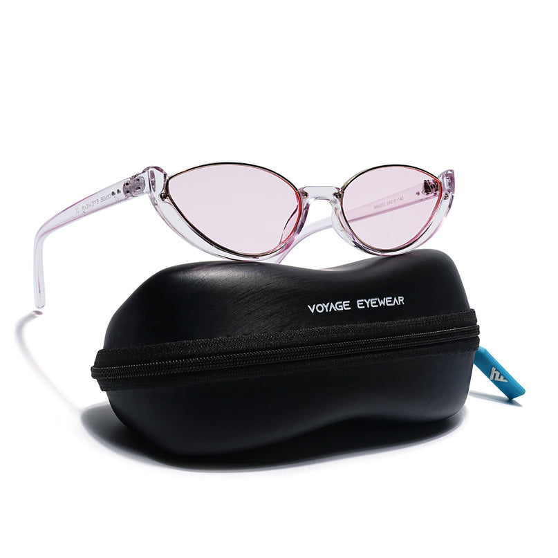 Cateye Sunglasses Pink Lens | Transparent Pink & Golden Frame - MG7758