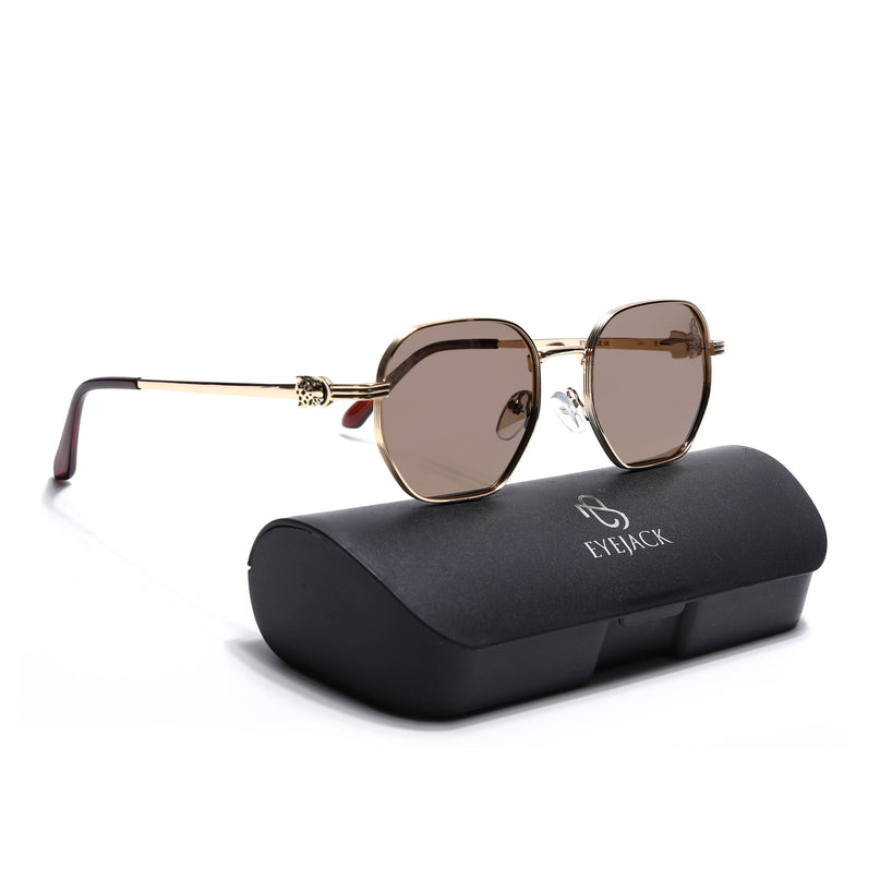 Eyejack Golden Wayfarer Polarized Sunglasses for Men & Women (WS1419PCL2208)