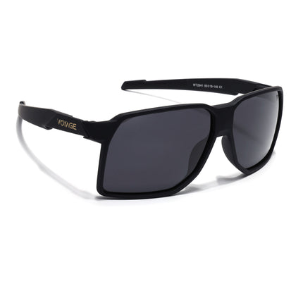 Wrap Around Polarized Sunglasses | Black Lens | Black Frame - PMG6738