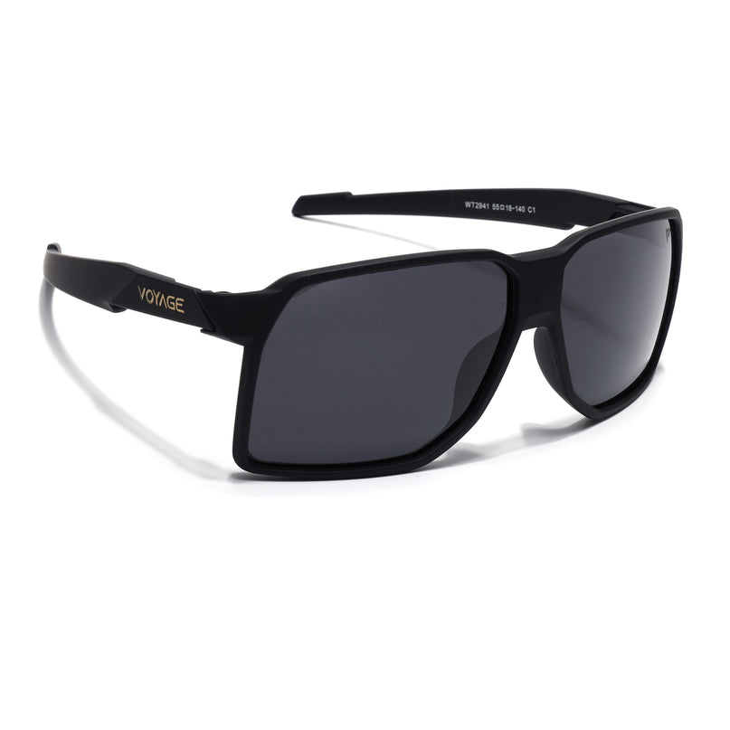 Wrap Around Polarized Sunglasses | Black Lens | Black Frame - PMG6738