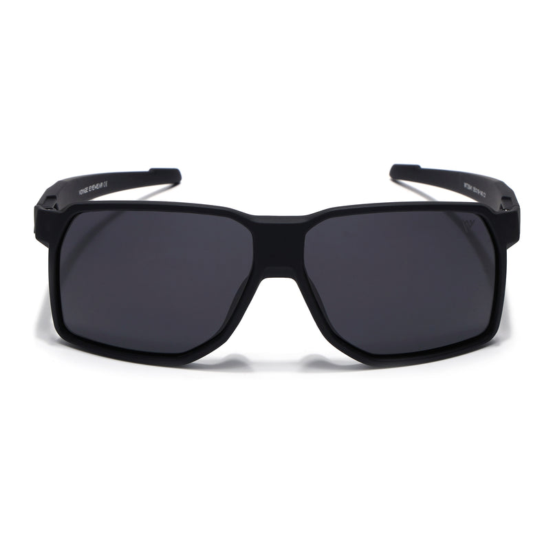 Wrap Around Polarized Sunglasses | Black Lens | Black Frame - PMG6738
