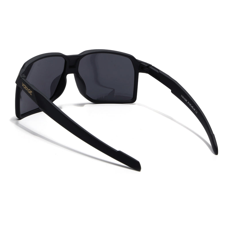 Wrap Around Polarized Sunglasses | Black Lens | Black Frame - PMG6738