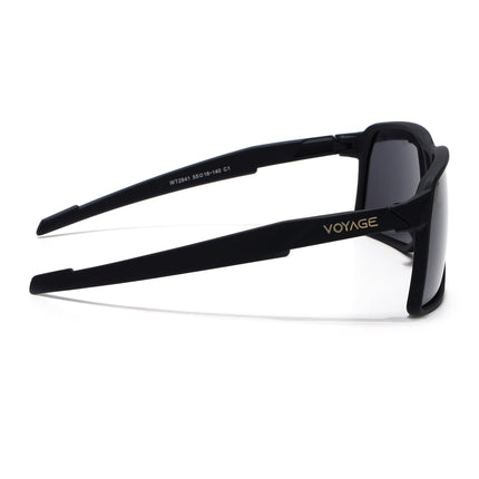Wrap Around Polarized Sunglasses | Black Lens | Black Frame - PMG6738