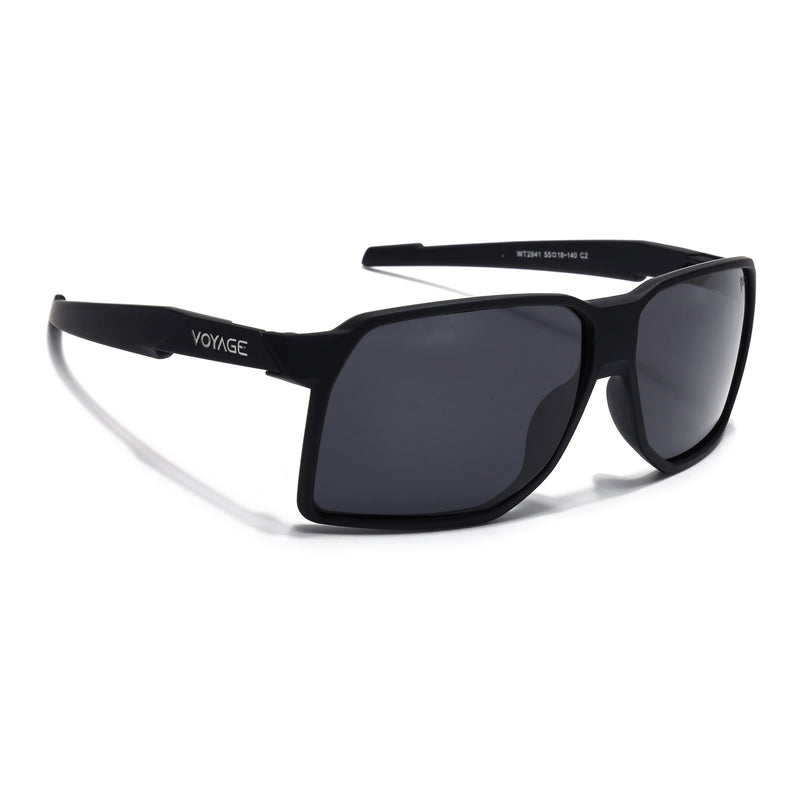Wrap Around Polarized Sunglasses | Black Lens | Black Frame - PMG6739