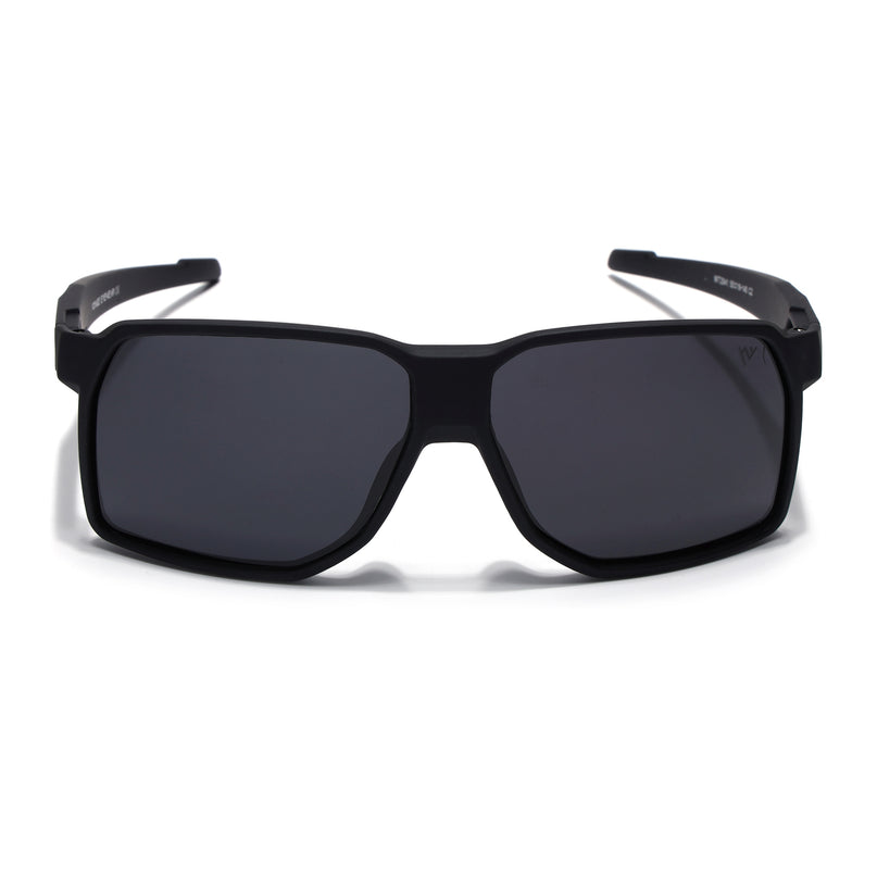 Wrap Around Polarized Sunglasses | Black Lens | Black Frame - PMG6739