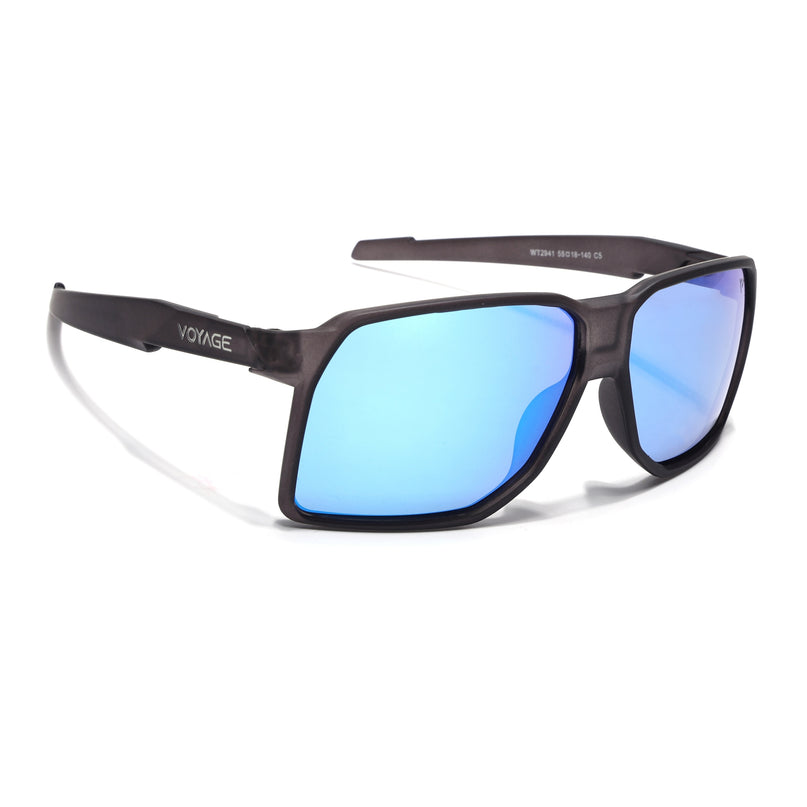 Wrap Around Polarized Sunglasses | Blue Lens | Black Frame - PMG6740