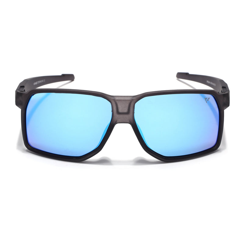 Wrap Around Polarized Sunglasses | Blue Lens | Black Frame - PMG6740