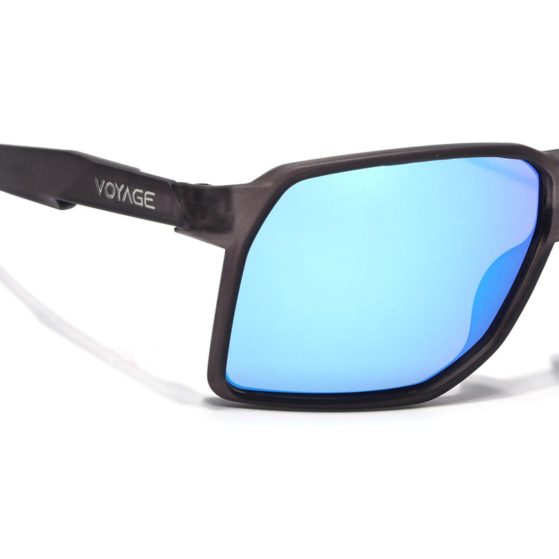 Wrap Around Polarized Sunglasses | Blue Lens | Black Frame - PMG6740