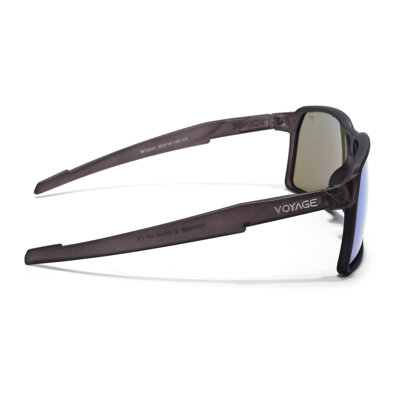Wrap Around Polarized Sunglasses | Blue Lens | Black Frame - PMG6740