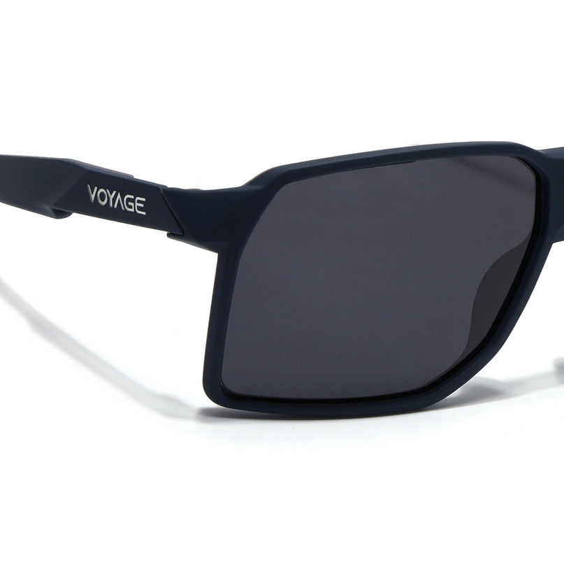 Wrap Around Polarized Sunglasses | Black Lens | Navy Blue Frame - PMG6742