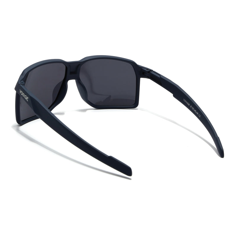 Wrap Around Polarized Sunglasses | Black Lens | Navy Blue Frame - PMG6742