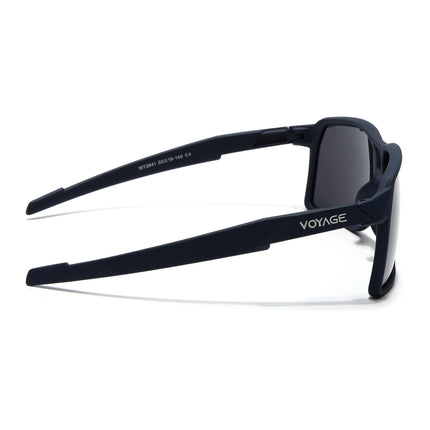 Wrap Around Polarized Sunglasses | Black Lens | Navy Blue Frame - PMG6742