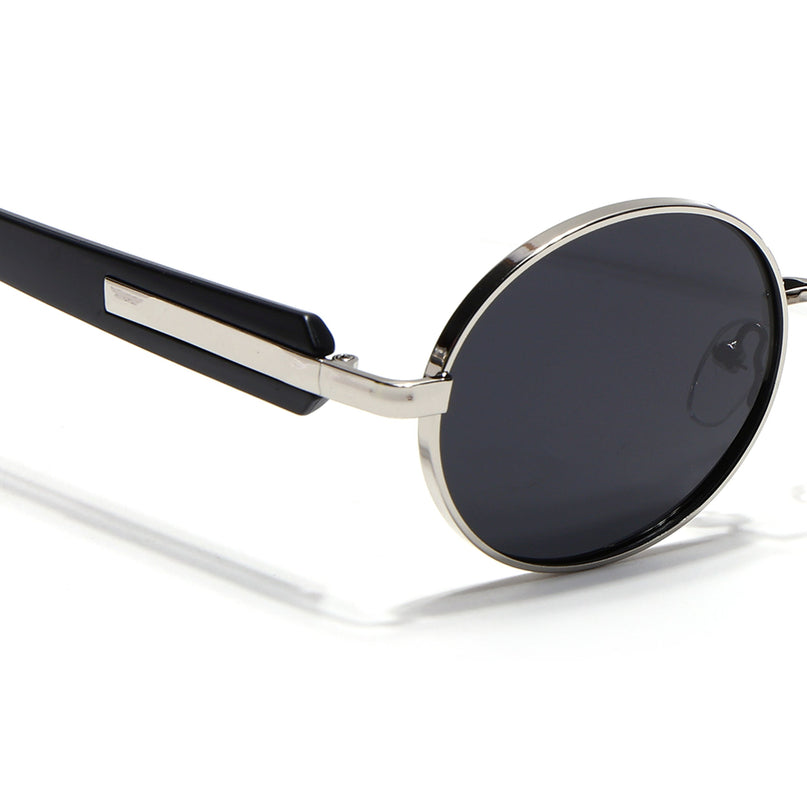 Eyejack Silver Oval Polarized Sunglasses for Men & Women (WU14110PCL2199)