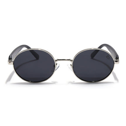 Eyejack Silver Oval Polarized Sunglasses for Men & Women (WU14110PCL2199)